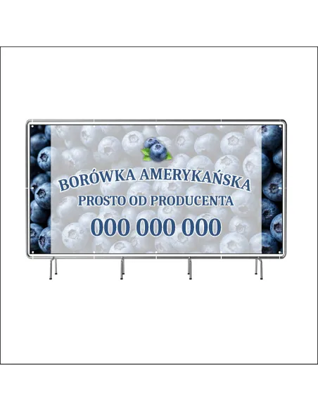 Reklamowy baner oczkowany 200x100 cm sprzedaż borówek amerykańskich
