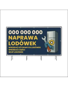 Reklamowy baner oczkowany 200x100 cm naprawa lodówek