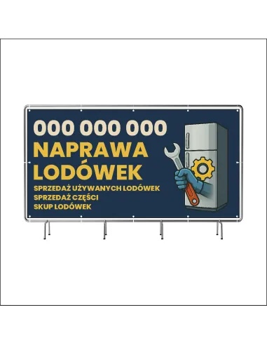 Reklamowy baner oczkowany 200x100 cm naprawa lodówek