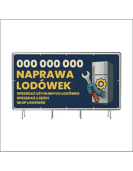 Reklamowy baner oczkowany 200x100 cm naprawa lodówek