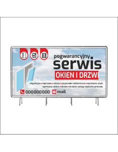 Reklamowy baner oczkowany 200x100 cm serwis okien i drzwi
