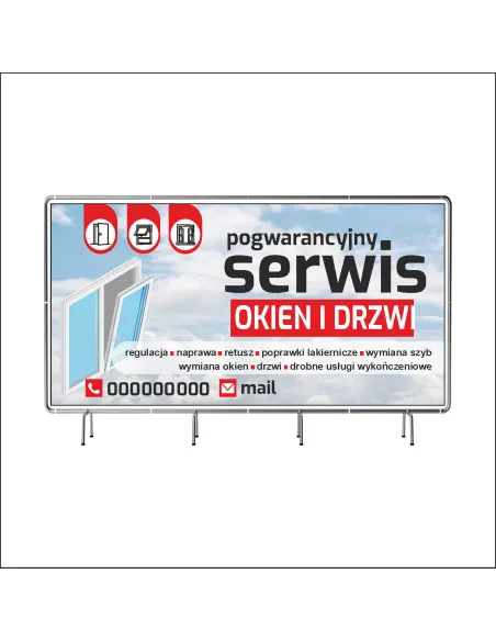 Reklamowy baner oczkowany 200x100 cm serwis okien i drzwi