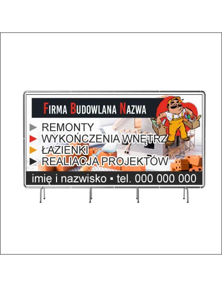 Reklamowy baner oczkowany 200x100 cm firma budowlana
