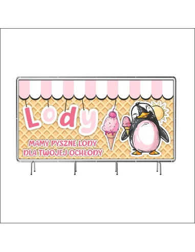 Reklamowy baner oczkowany 200x100 cm lody
