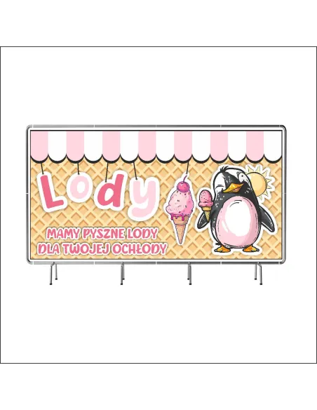 Reklamowy baner oczkowany 200x100 cm lody