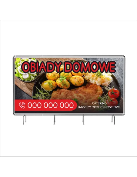 Reklamowy baner oczkowany 200x100 cm obiady domowe