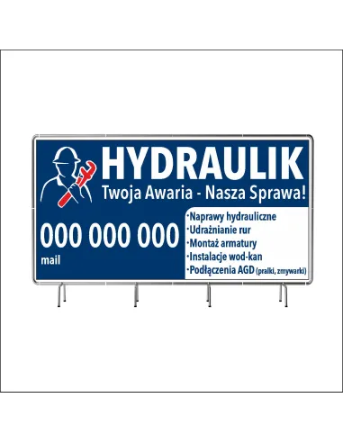 Reklamowy baner oczkowany 200x100 cm hydraulik
