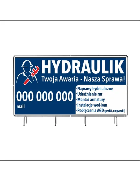 Reklamowy baner oczkowany 200x100 cm hydraulik