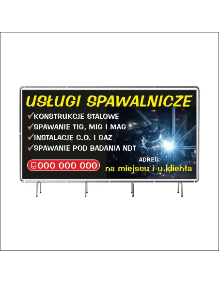 Reklamowy baner oczkowany 200x100 cm usługi spawalnicze