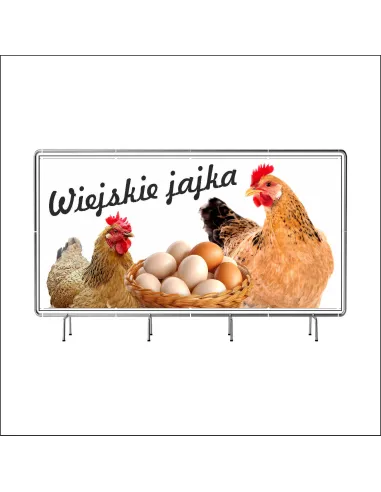 Reklamowy baner oczkowany 130x80 cm wiejskie jaja