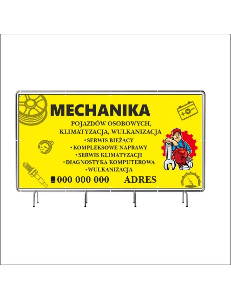 Reklamowy baner oczkowany 130x80 cm mechanika