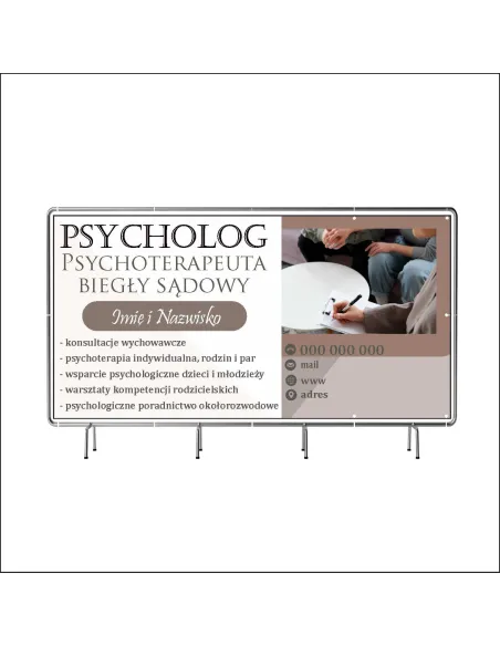 Reklamowy baner oczkowany 130x80 cm psycholog/psychoterapeuta