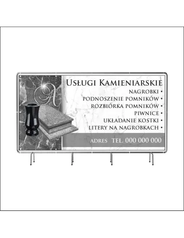 Reklamowy baner oczkowany 130x80 cm usługi kamieniarskie