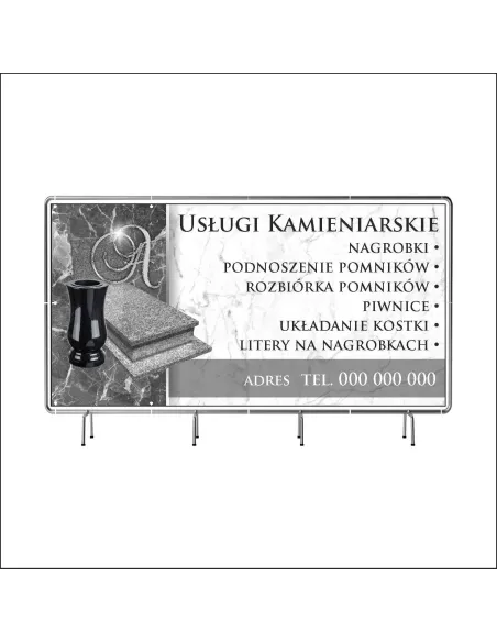 Reklamowy baner oczkowany 130x80 cm usługi kamieniarskie
