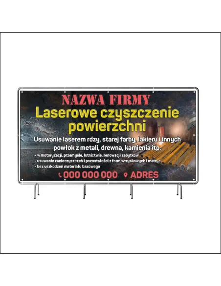Reklamowy baner oczkowany 130x80 cm laserowe czyszczenie powierzchni