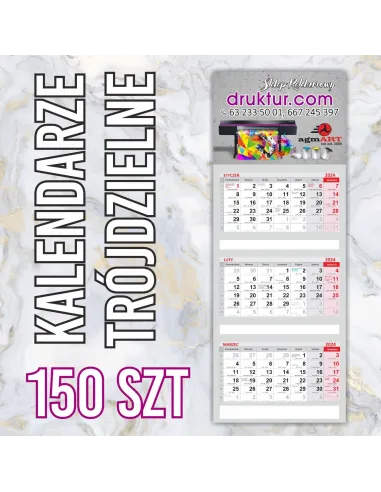 Kalendarze firmowe trójdzielne 2024 - 150 szt.