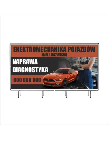 Reklamowy baner oczkowany 130x80 cm elektromechanika pojazdów