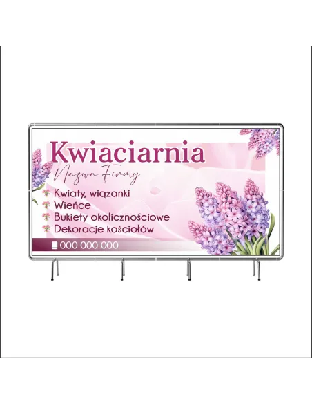 Reklamowy baner oczkowany 130x80 cm kwieciarnia