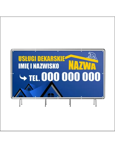 Reklamowy baner oczkowany 130x80 cm usługi dekarskie