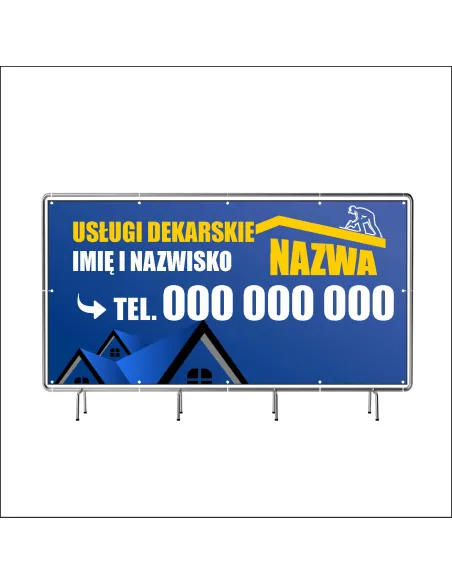 Reklamowy baner oczkowany 130x80 cm usługi dekarskie