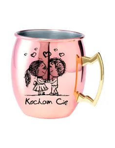 Kubek z uchem ze stali nierdzewnej z grawerem PREZENT NA WALENTYNKI