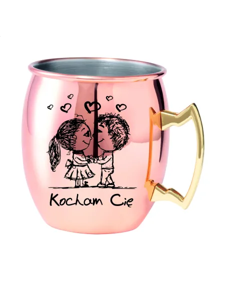 Kubek z uchem ze stali nierdzewnej z grawerem PREZENT NA WALENTYNKI