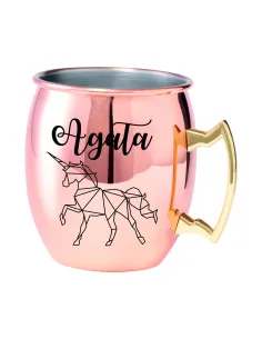 Kubek z uchem ze stali nierdzewnej z grawerem PREZENT Z TWOIM IMIENIEM