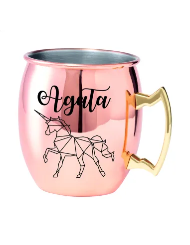 Kubek z uchem ze stali nierdzewnej z grawerem PREZENT Z TWOIM IMIENIEM