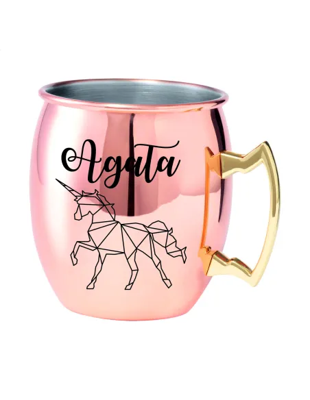 Kubek z uchem ze stali nierdzewnej z grawerem PREZENT Z TWOIM IMIENIEM