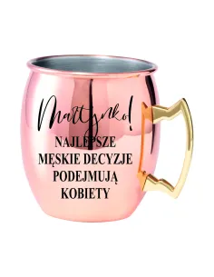 Kubek koktajlowy z uchem ze stali z grawerem Z TWOIM NAPISEM prezent
