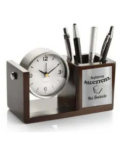 Zegar Organizer na Biurko z Dedykacją Prezent na Dzień Nauczyciela