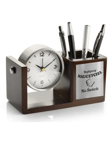 Zegar Organizer na Biurko z Dedykacją Prezent na Dzień Nauczyciela