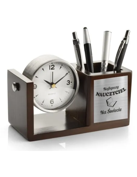 Zegar Organizer na Biurko z Dedykacją Prezent na Dzień Nauczyciela