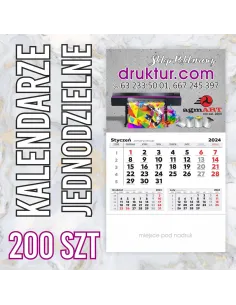 Kalendarze firmowe jednodzielne 2024 - 200 szt.