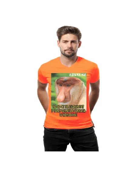 Koszulka z nadrukiem Janusz po co Ci ta siłownia? 3 tony wyngla czekają w kotłowni