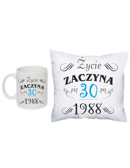 Poduszka kubek Prezentna urodziny  z nadrukiem życie zaczyna się po 30 rok