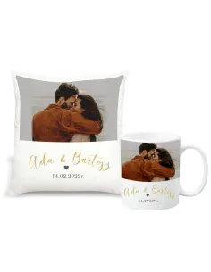 Foto Poduszka kubek Prezent na Walentynki zestaw 1+1 z nadrukiem imię data