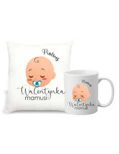 Foto Poduszka kubek Prezent na Walentynki zestaw 1+1 z nadrukiem imię walentynka mamusi