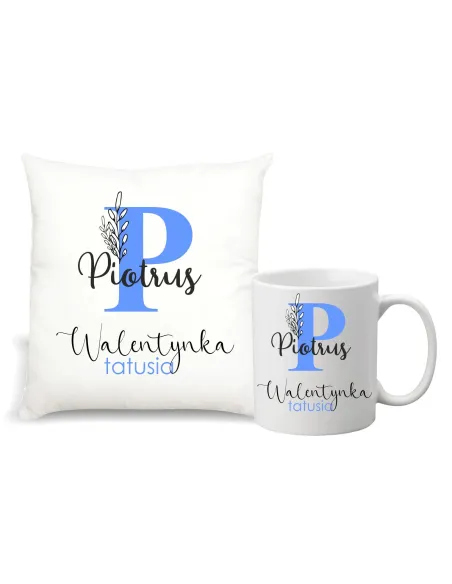 Foto Poduszka kubek Prezent na Walentynki zestaw 1+1 z nadrukiem imię walentynka tatusia