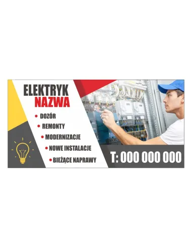 Baner reklamowy gotowe wzory banerów - Elektryk nazwa