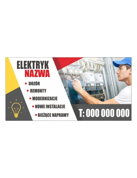 Baner reklamowy gotowe wzory banerów - Elektryk nazwa