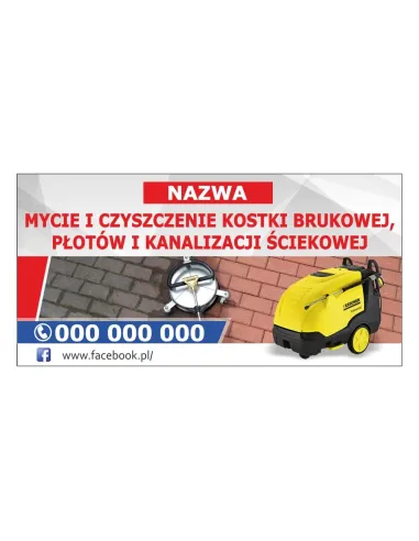 Baner reklamowy gotowe wzory banerów - Mycie i czyszczenie kostki brukowej, płotów i kanalizacji ściekowej