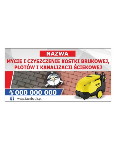 Baner reklamowy gotowe wzory banerów - Mycie i czyszczenie kostki brukowej, płotów i kanalizacji ściekowej