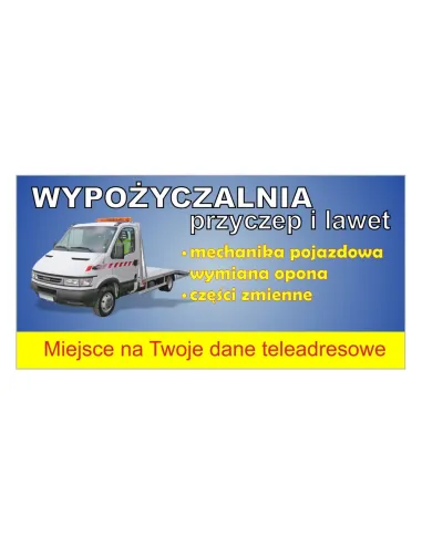 gotowy baner WYPOŻYCZALNIA PRZYCZEP I LAWET
