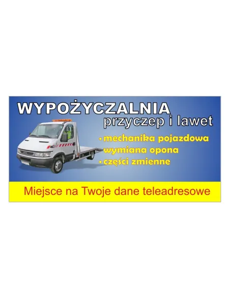gotowy baner WYPOŻYCZALNIA PRZYCZEP I LAWET