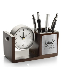Personalizowany Organizer na Biurko z Zegarem Super Tata Prezent dla Taty