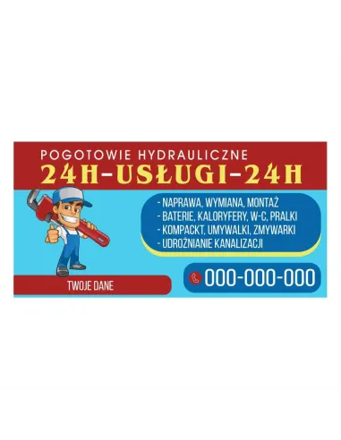 Baner reklamowy gotowe wzory banerów - Pogotowie hydrauliczne