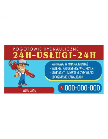 Baner reklamowy gotowe wzory banerów - Pogotowie hydrauliczne