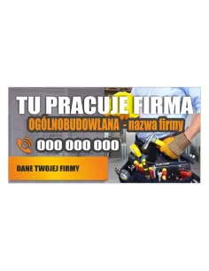 Baner reklamowy gotowe wzory banerów - Tu pracuje firma