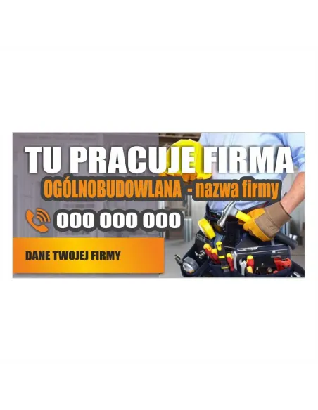Baner reklamowy gotowe wzory banerów - Tu pracuje firma